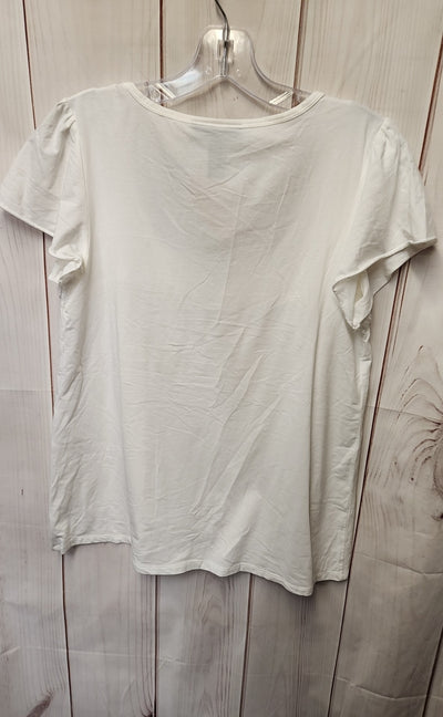 INC Women's Size L White Short Sleeve Top