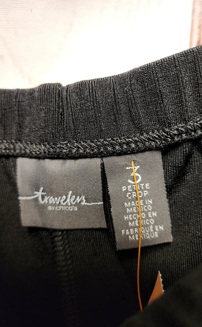 Chico's Travelers Women's Size 3 = US 16 Petite Black Pants Crop