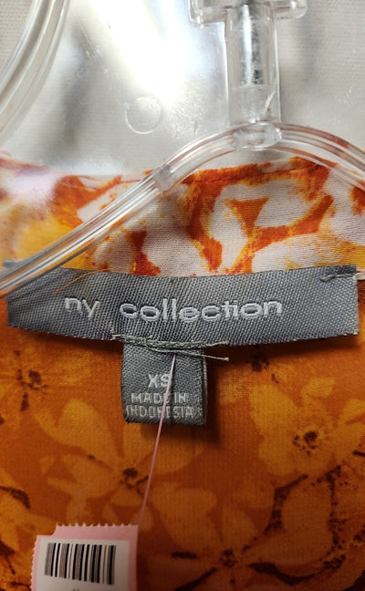 NY Collection Women's Size XS Orange Floral Sleeveless Top
