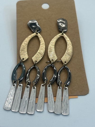 Silver & Gold Dangle Long Earrings