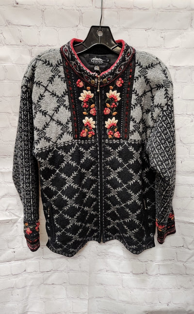 Icelandic Women's Size S Gray Wool Floral Jacket