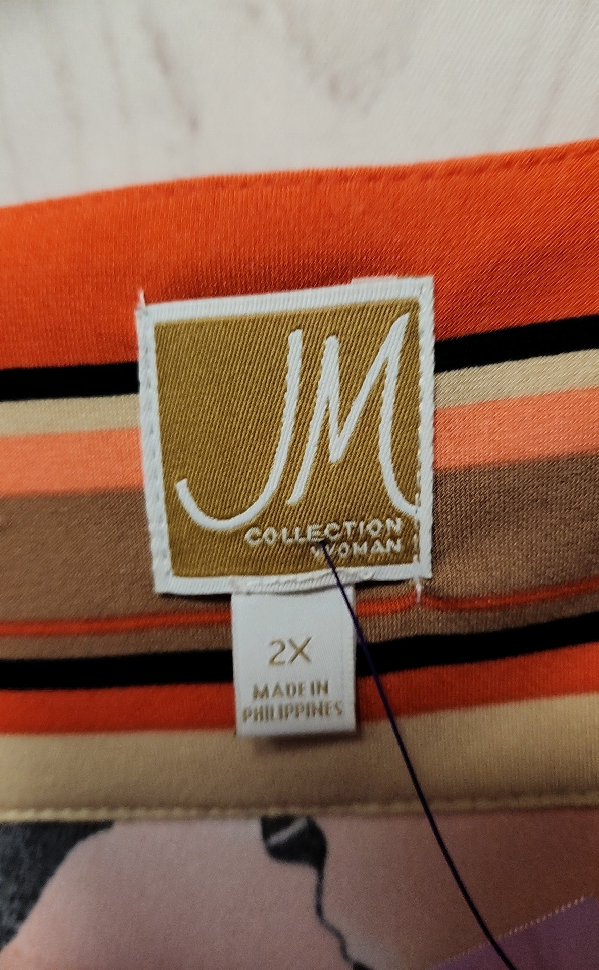 JM Collection Women's Size 2X Black & Orange Floral Dress