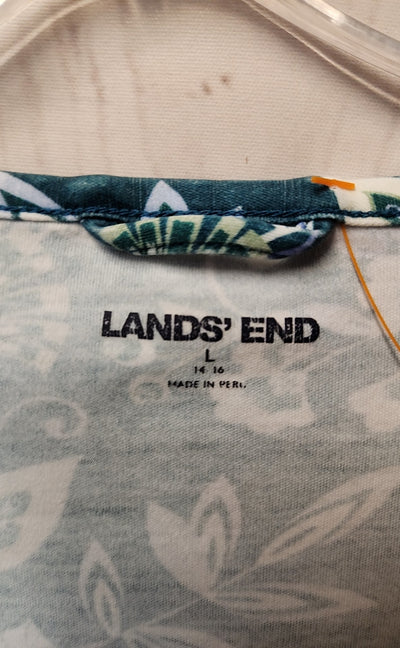 Lands End Women's Size L Blue Floral Dress