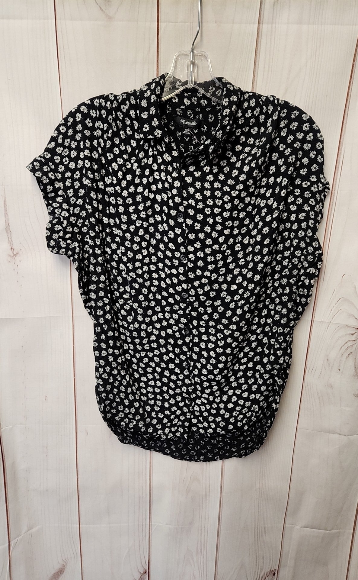 Madewell Women's Size XXS Black Floral Short Sleeve Top