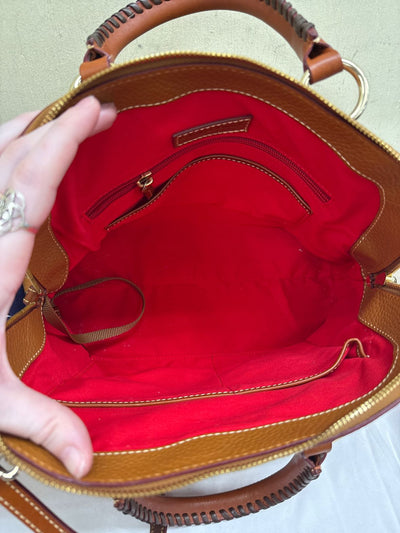 Dooney & Bourke Aubrey Brown Pebble Grain Leather Tassel Satchel Purse Bag