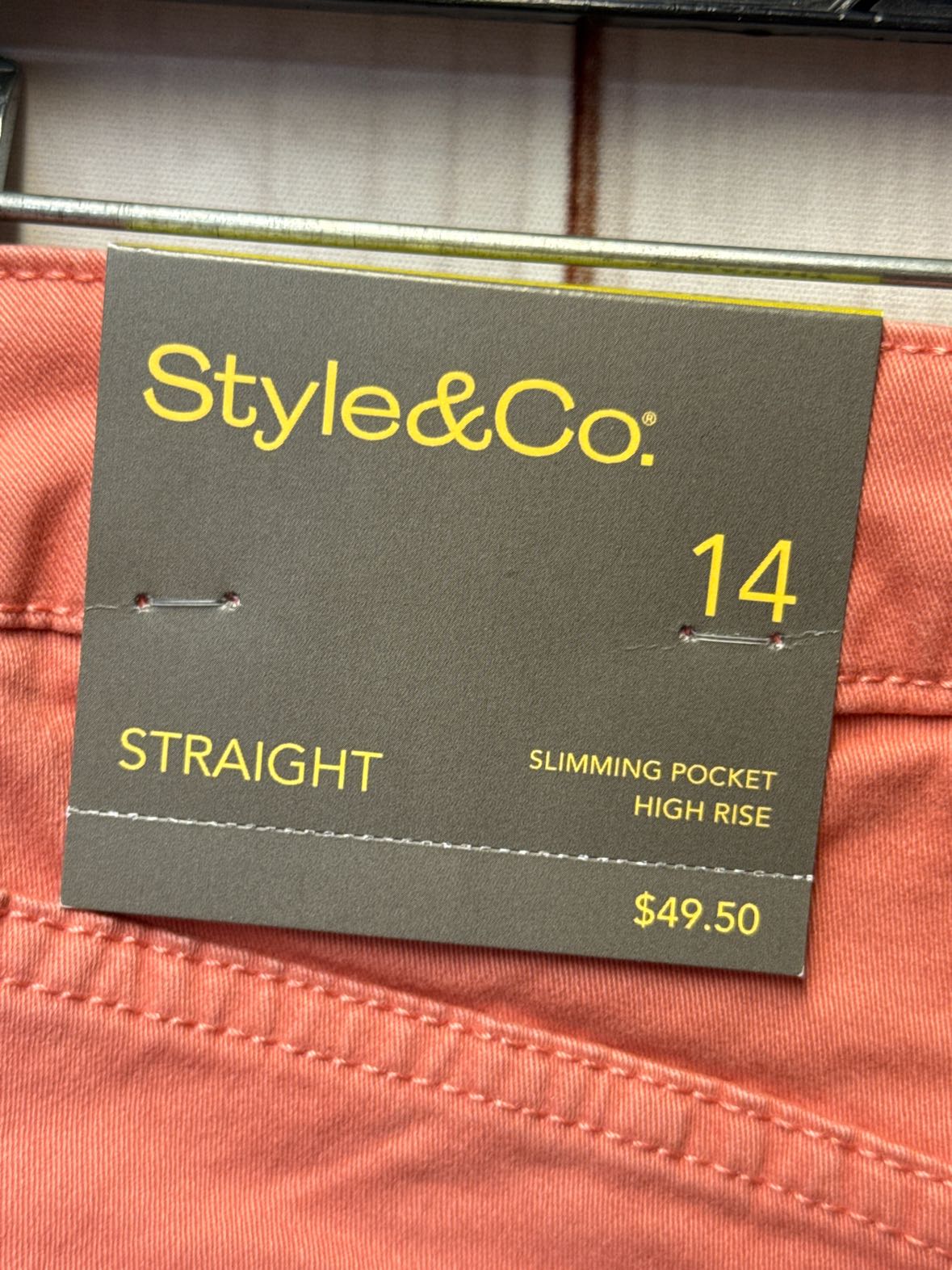 NWT Style & Co Women's Size 14 Sea Coral Pants Straight Leg