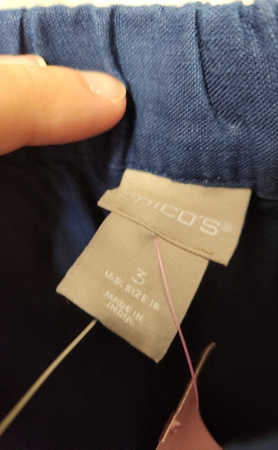 NWT Chico's Women's Size 16 Navy Pants Straight Leg Crop