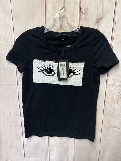 NWT Vero Moda Women's Size XS Black Sequined Short Sleeve Top
