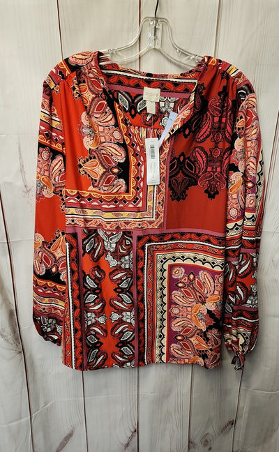 NWT Chico's Women's Size 2 = US L Red Long Sleeve Top