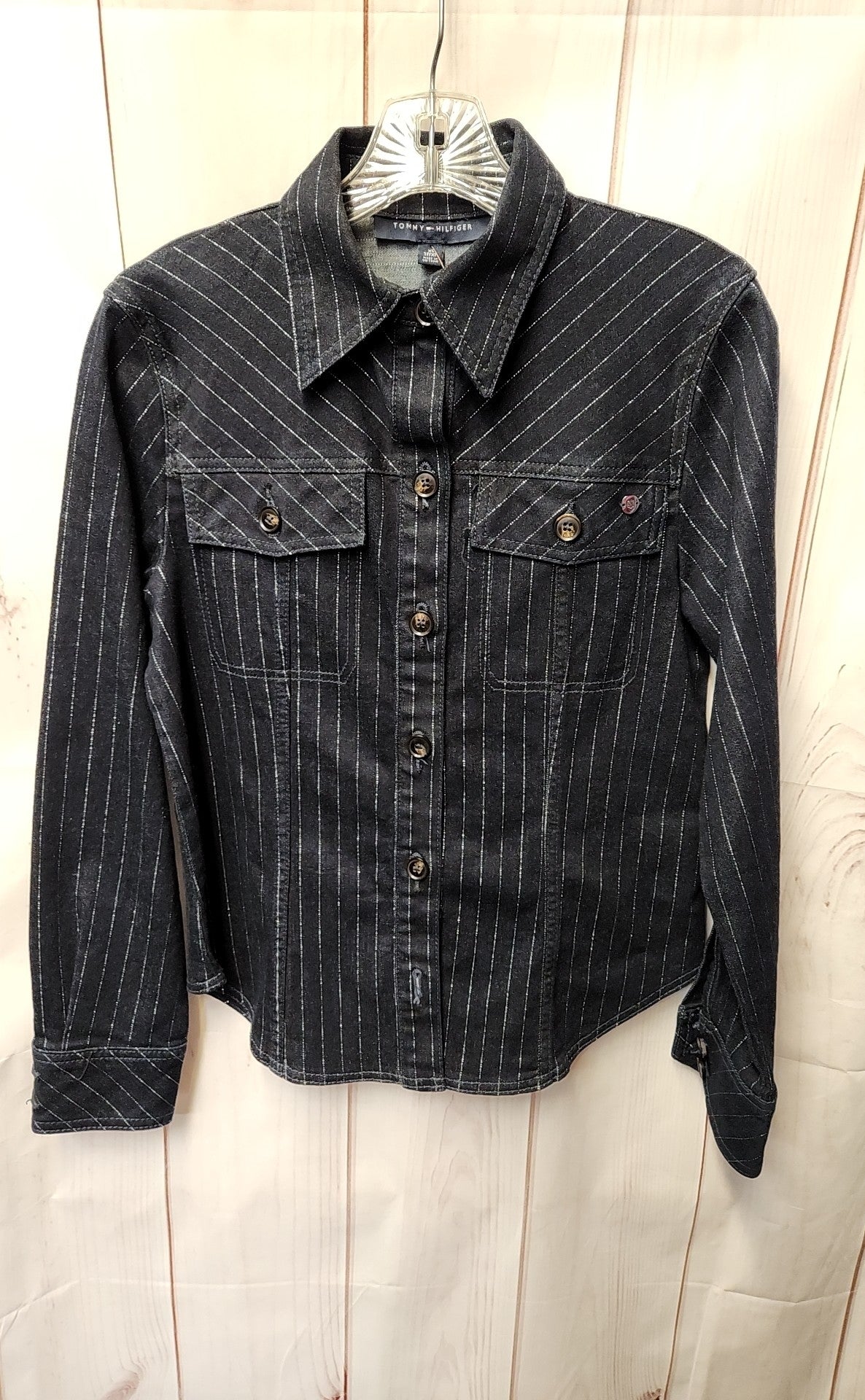 Tommy Hilfiger Women's Size XS Blue Denim Long Sleeve Top