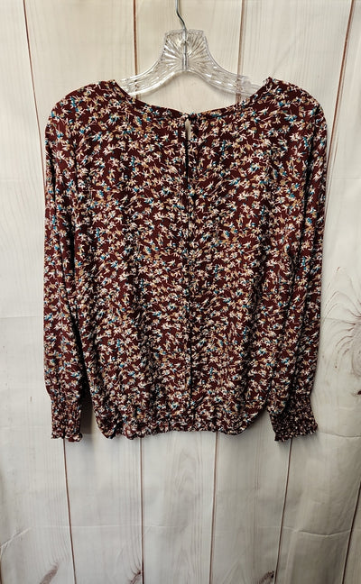 Allison Joy Women's Size XS Red Floral Long Sleeve Top