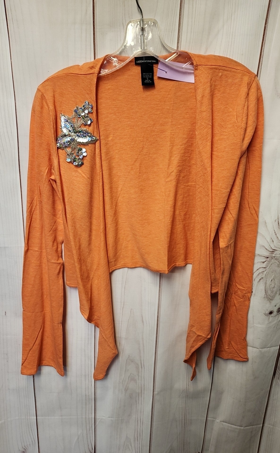 Moda International Women's Size S Orange Cardigan
