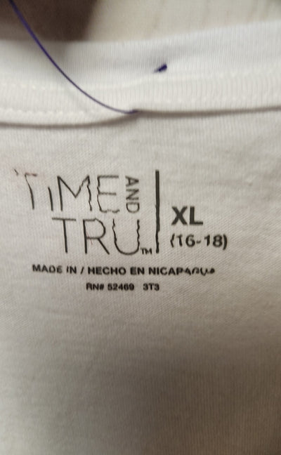 Time and Tru Women's Size XL White Short Sleeve Top