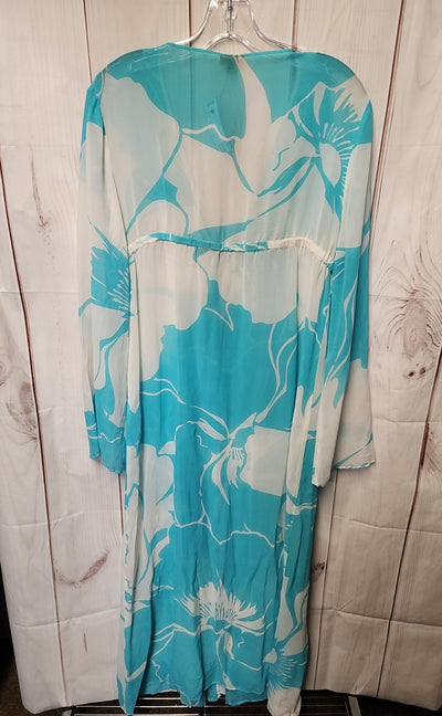 Echo Women's Size L White & Blue Floral Cover-Up