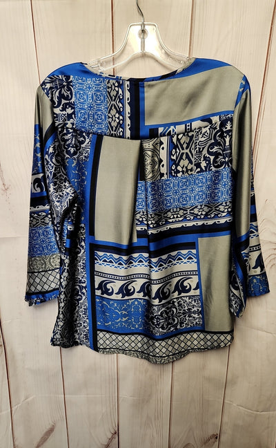 Mi Ami Women's Size M Blue & Gray 3/4 Sleeve Top