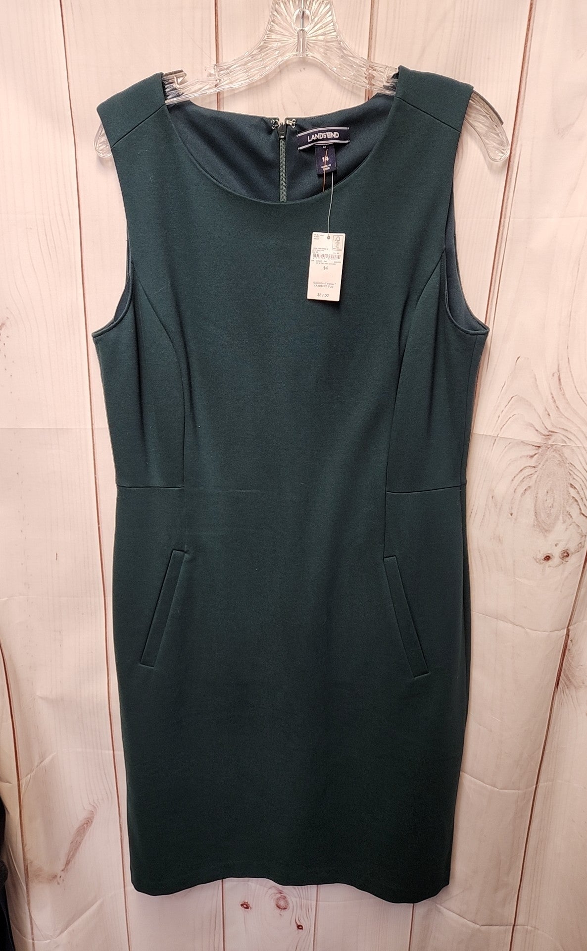 NWT Lands End Women's Size 14 Green Dress