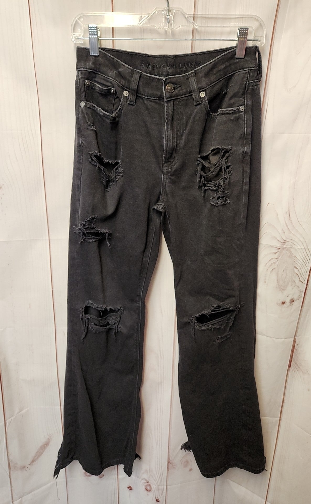 American Eagle Women's Size 25 (0) Black Jeans Low Rise Baggy Flare