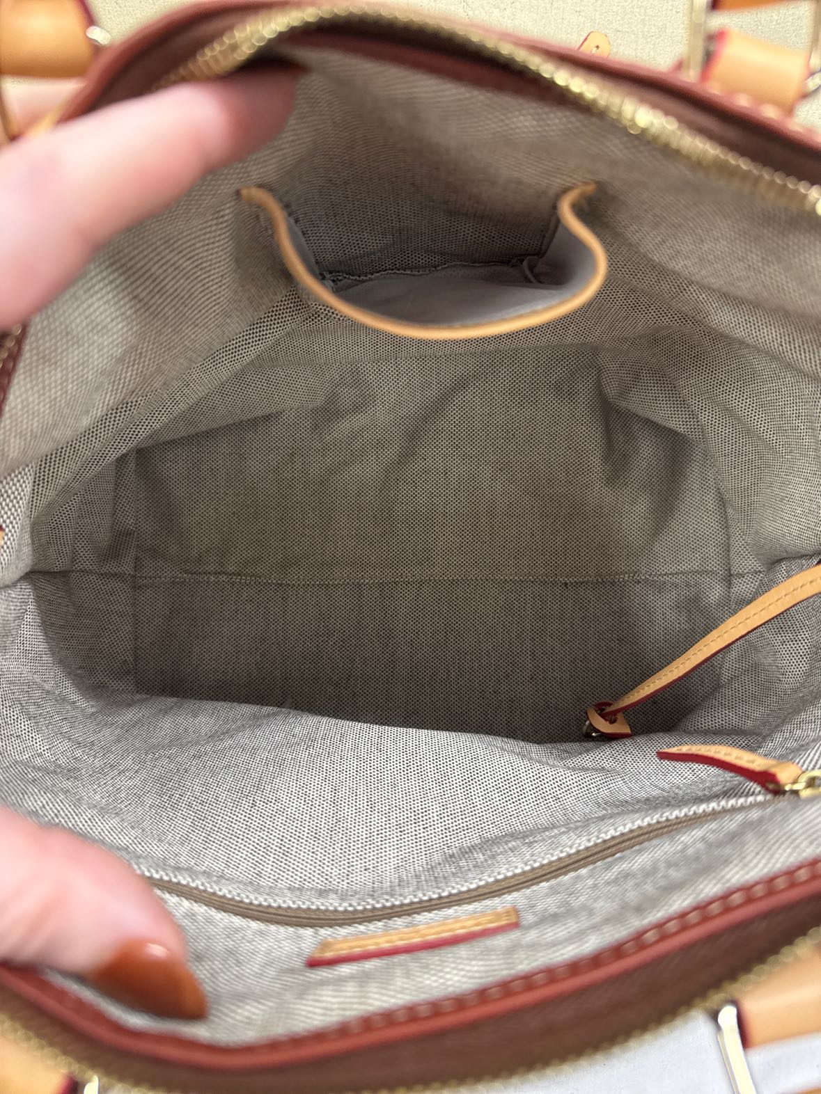 Dooney & Bourke Dillen Double Pocket Brown Leather Purse Bag