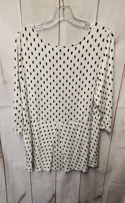 J Jill Wearever Collection Women's Size L Petite White 3/4 Sleeve Top