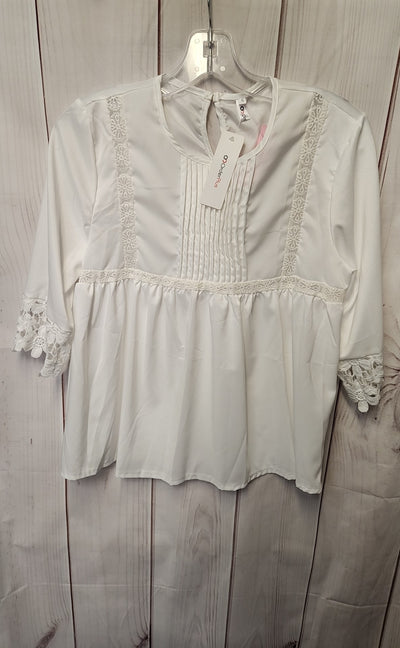 NWT Order Plus Women's Size S White Short Sleeve Top