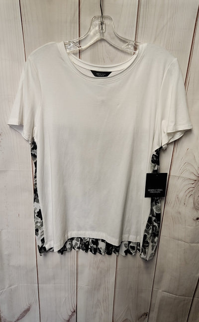 NWT Simply Vera Women's Size M White Short Sleeve Top