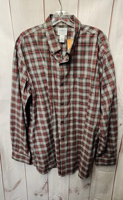 LL Bean Men's Size XL Gray & Red Shirt