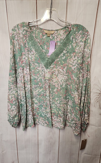 NWT Hope & Harlow Women's Size M Green Floral Long Sleeve Top