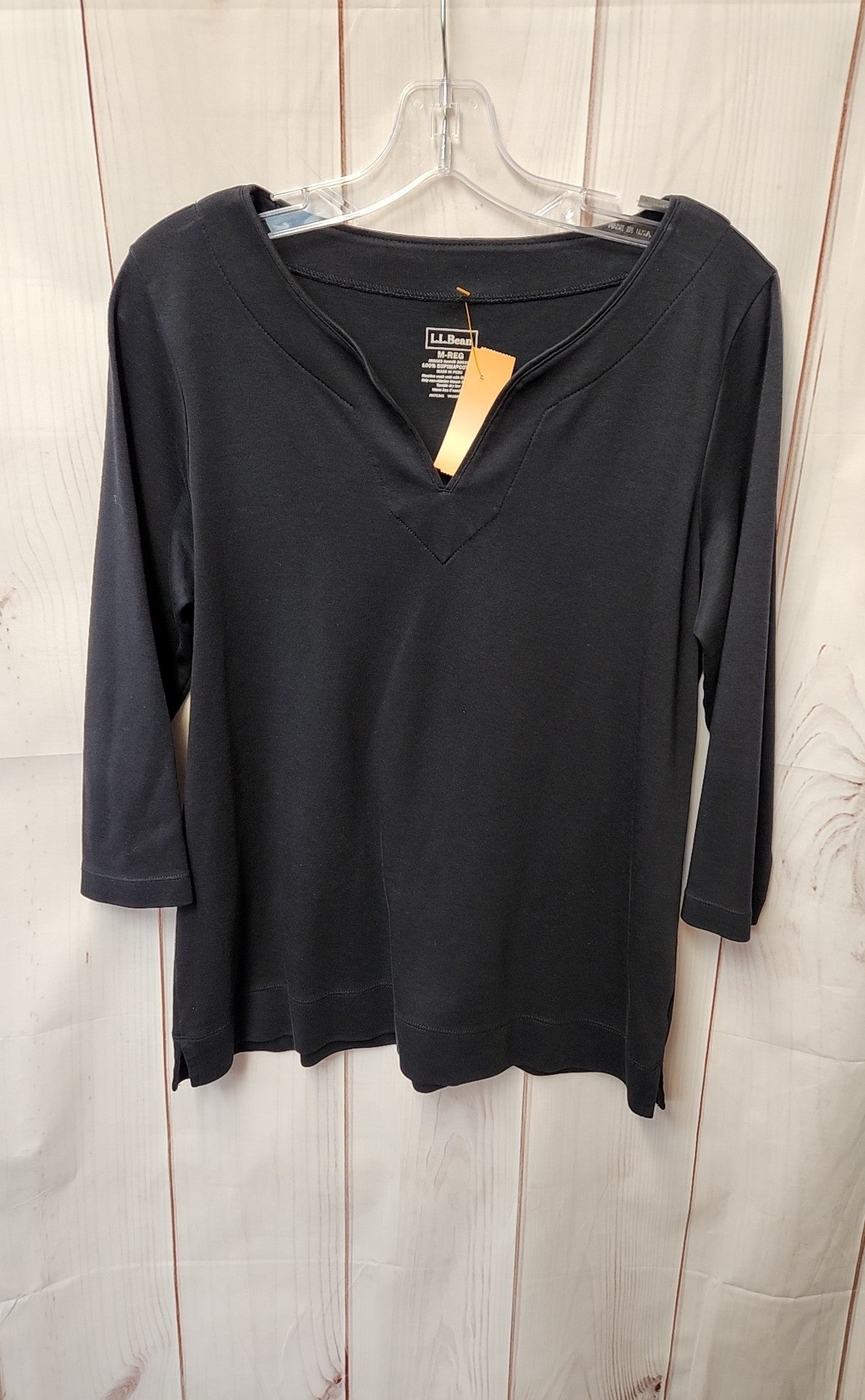 LL Bean Women's Size M Black 3/4 Sleeve Top