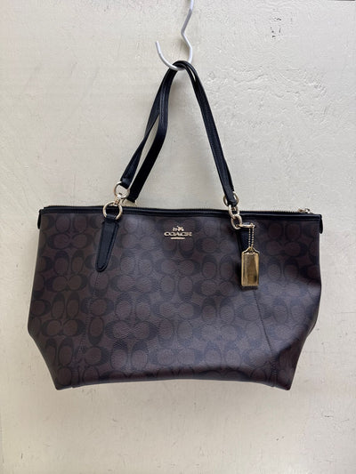 Coach 55064 Brown Sig. Logo Leather Tote Bag AS IS - wear on corners