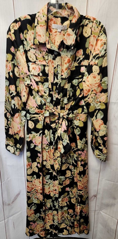 Loft Women's Size 12 Black & Pink Floral Dress