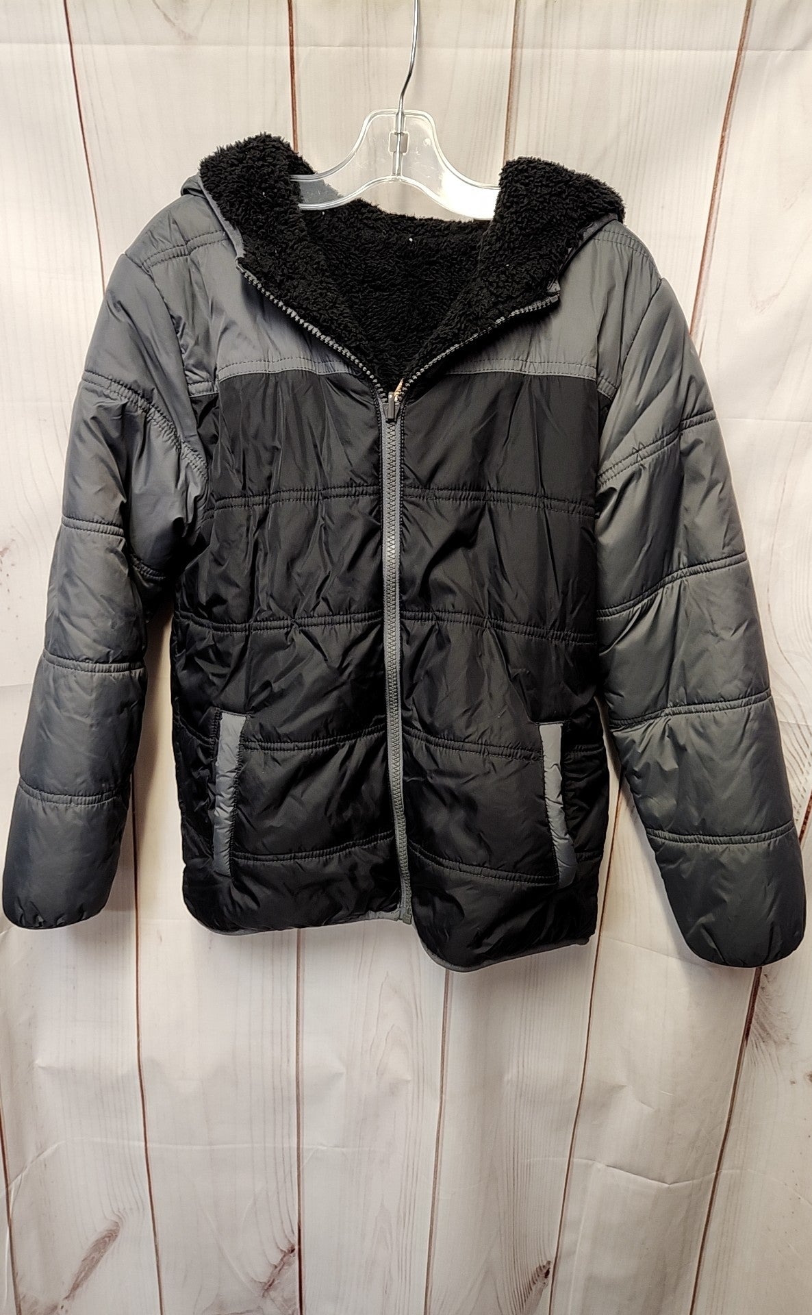 Eddie Bauer Boy's Size 10/12 Gray Reversible Jacket