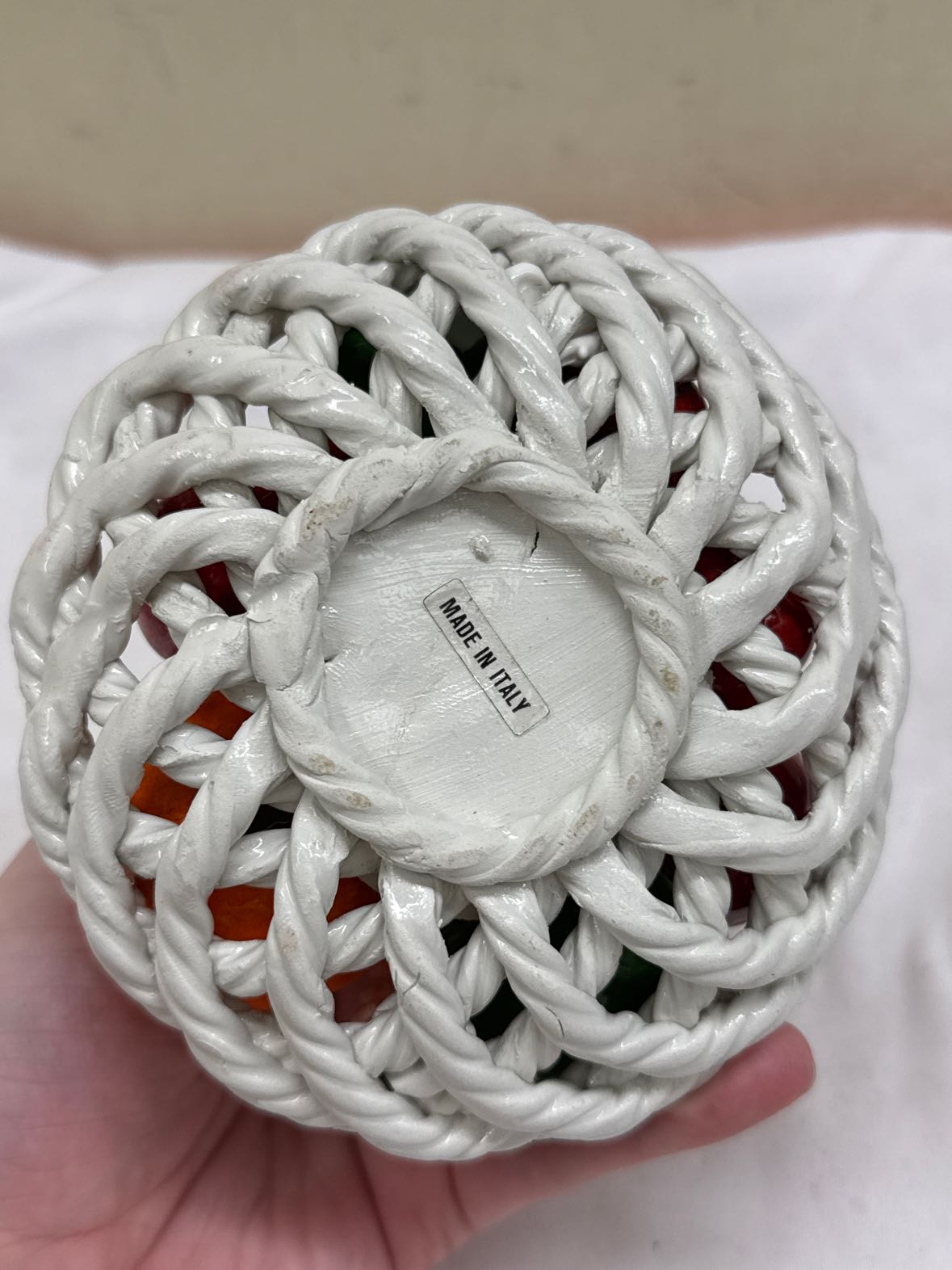 Made in Italy Ceramic Fruit Basket Figurine