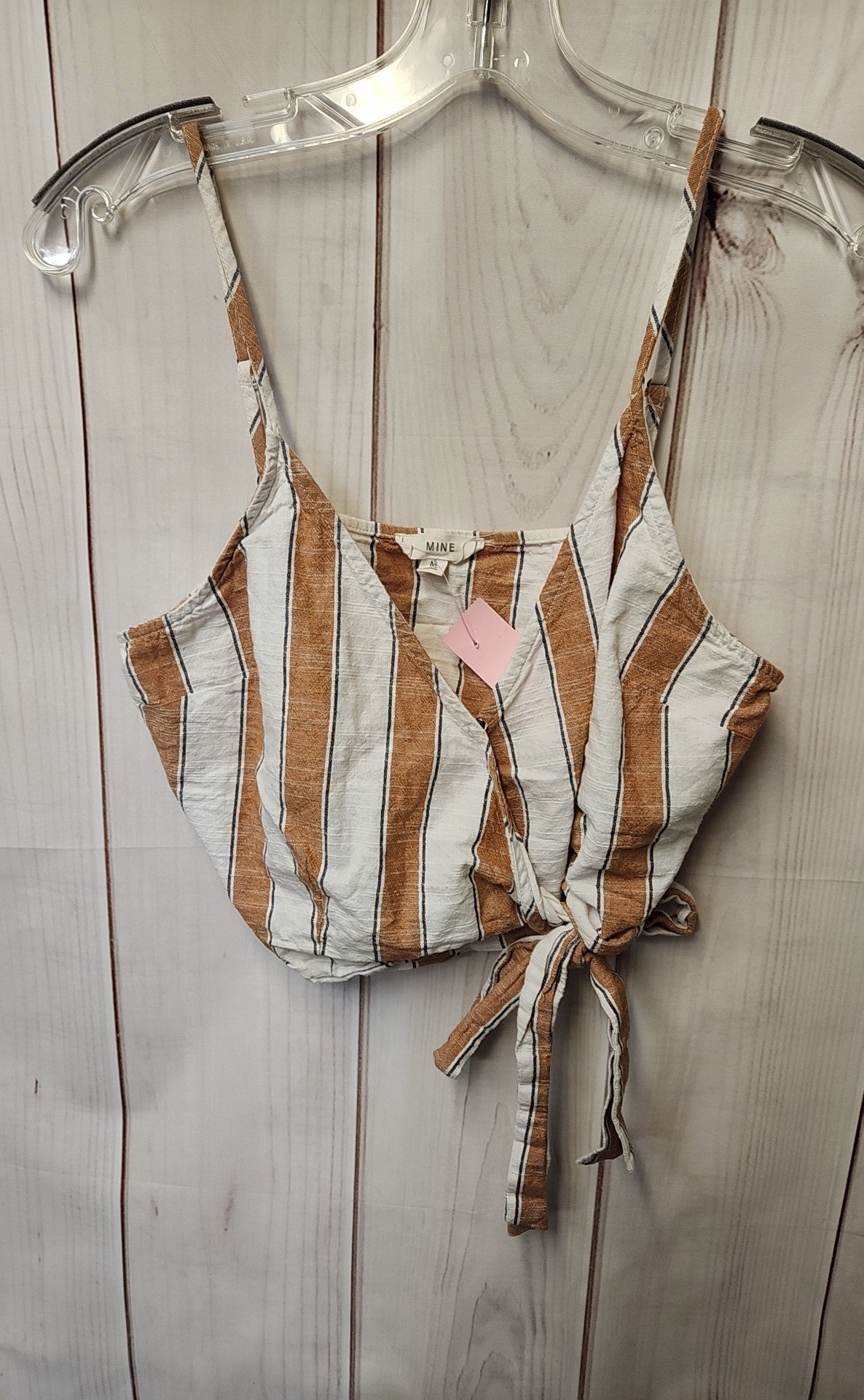 Mine Women's Size M White & Brown Sleeveless Top
