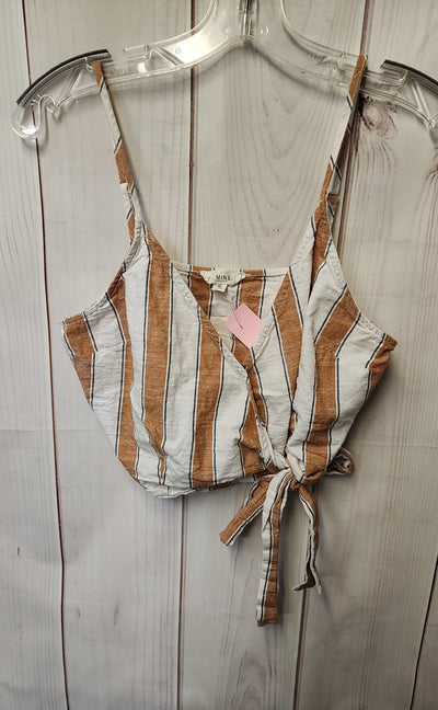 Mine Women's Size M White & Brown Sleeveless Top