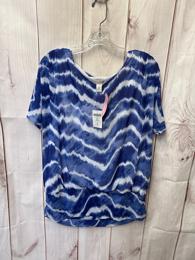 NWT Chico's Women's Size 3 = XL Blue Short Sleeve Top