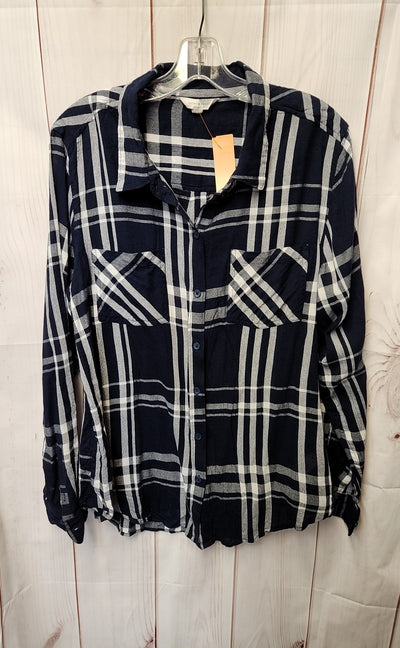 Lucky Brand Women's Size L Navy Long Sleeve Top