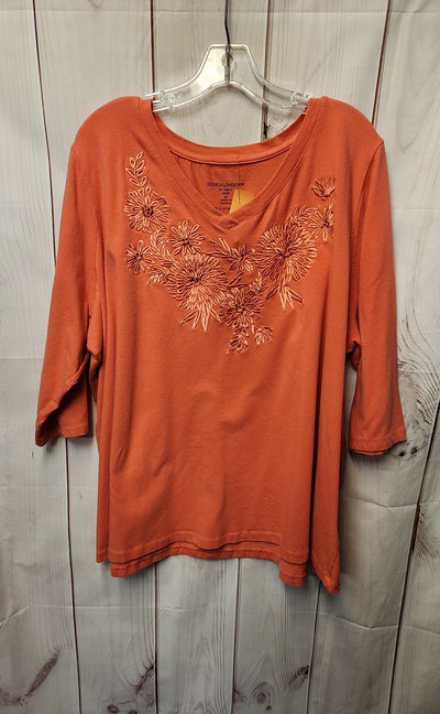 Jessica London Women's Size 2X Coral 3/4 Sleeve Top