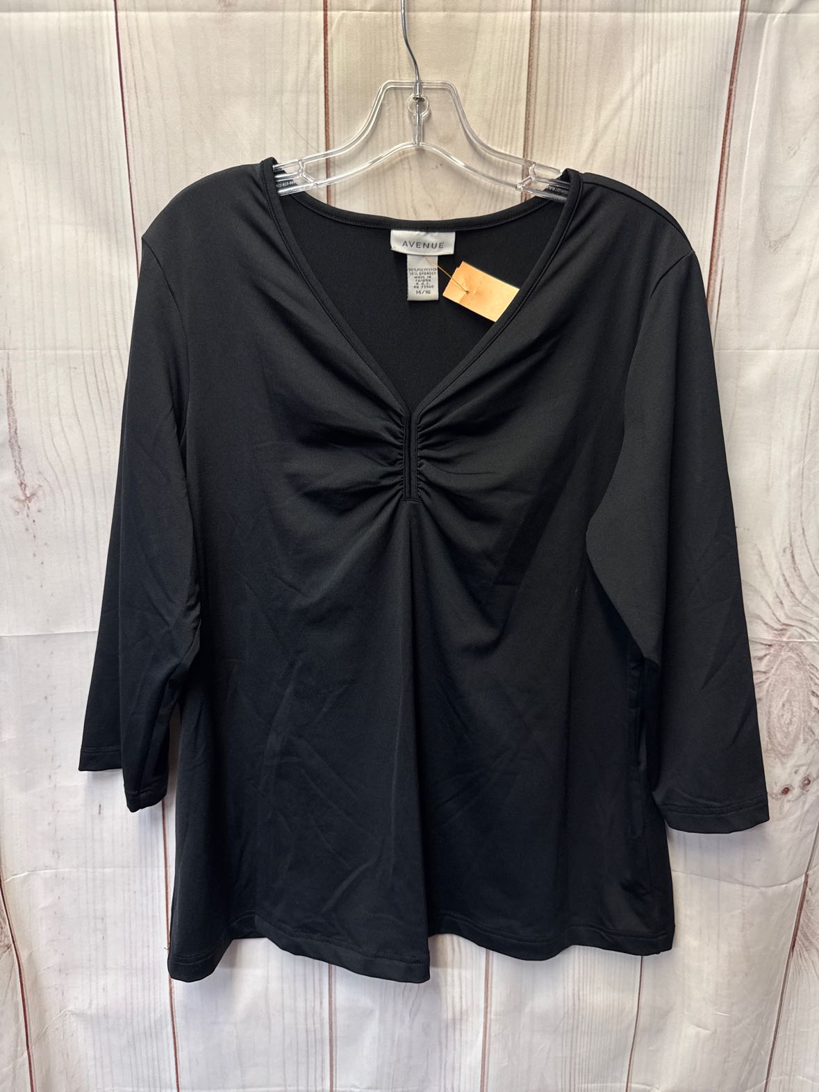 Avenue Women's Size 14/16 Black 3/4 Sleeve Top