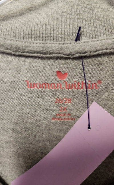 Woman Within Women's Size 2X Gray Long Sleeve Top