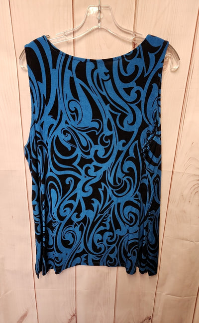 Chico's Travelers Women's Size 3 = US XL Black & Blue Sleeveless Top