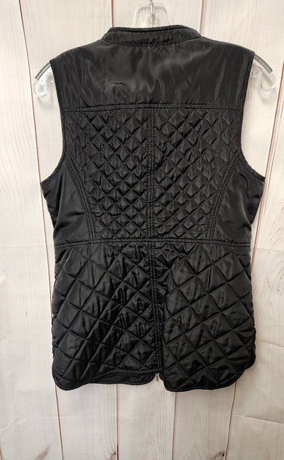 Chico's Women's Size 0 = US S Black Vest with Removable Faux Fur Collar