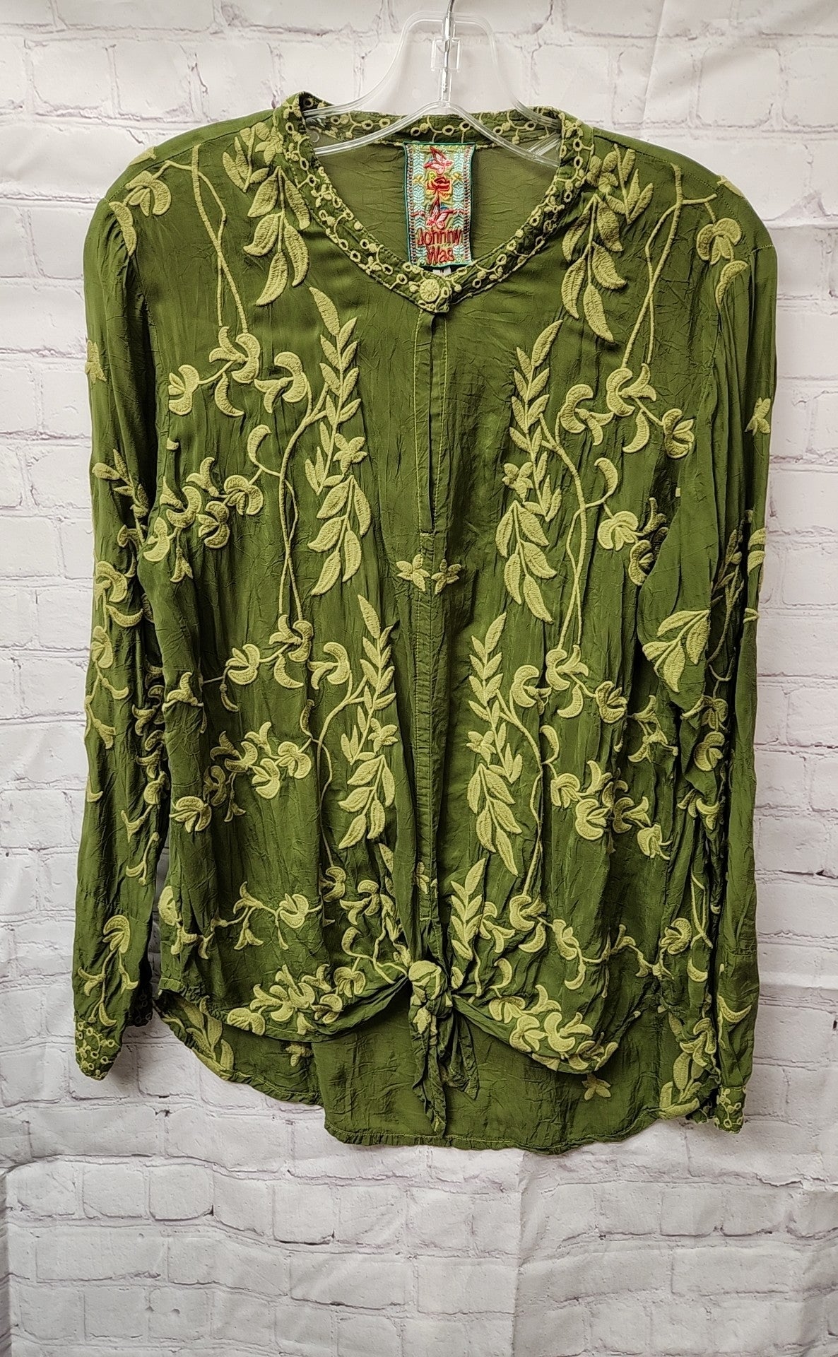 Johnny Was Women's Size M Green Floral Long Sleeve Top