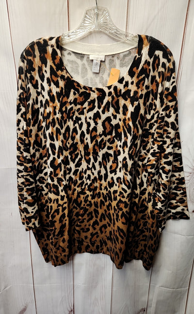 Chico's Women's Size 3 = US XL Brown Animal Print Sweater
