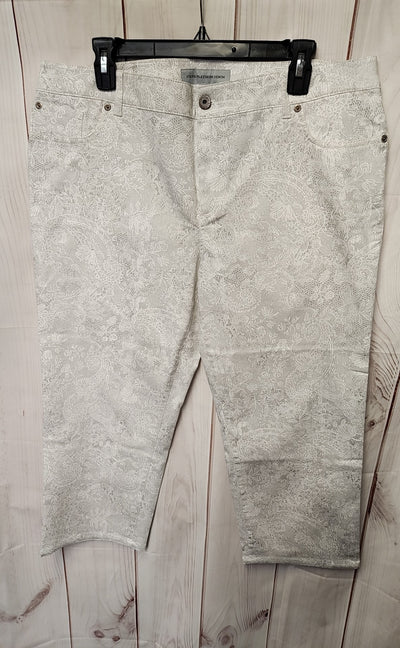 Chico's Women's Size 3 = US 16 Gray Floral Pants