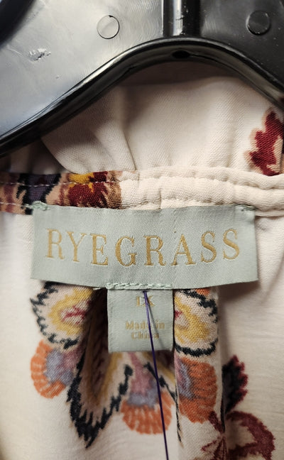 Ryegrass Women's Size 1X White Floral Long Sleeve Top