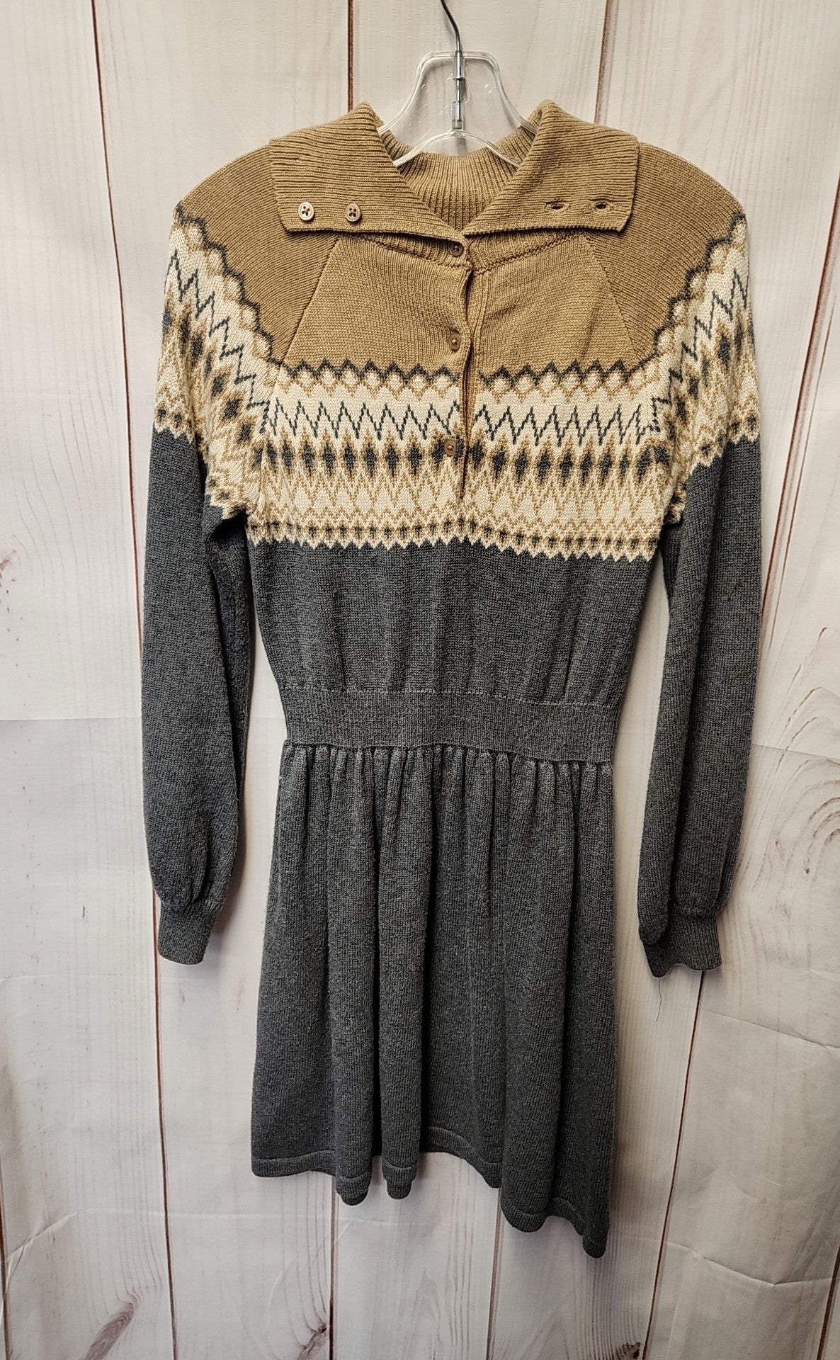 Janie & Jack Girl's Size 7 Gray & Beige Knit Dress