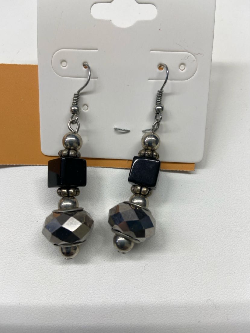 Black Beaded Earrings