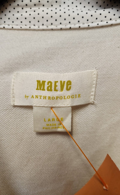 Maeve Anthropologie Women's Size L White Long Sleeve Top