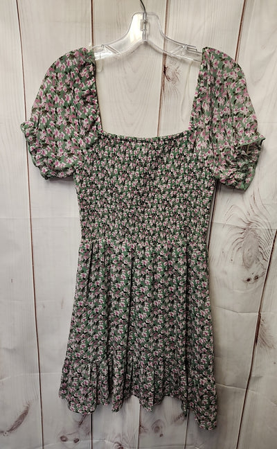 Lush Women's Size M Green Floral Dress