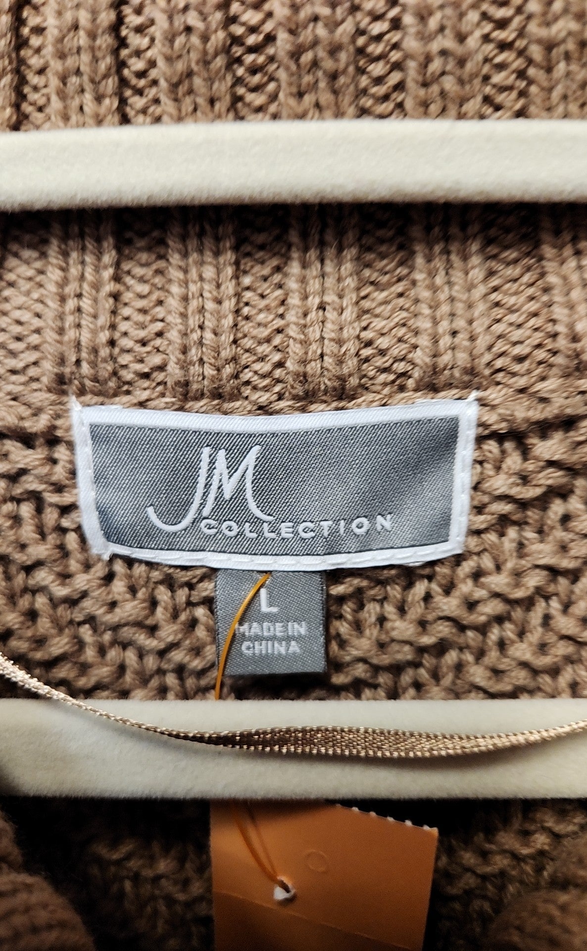 NWT JM Collection Women's Size L Tan Cardigan